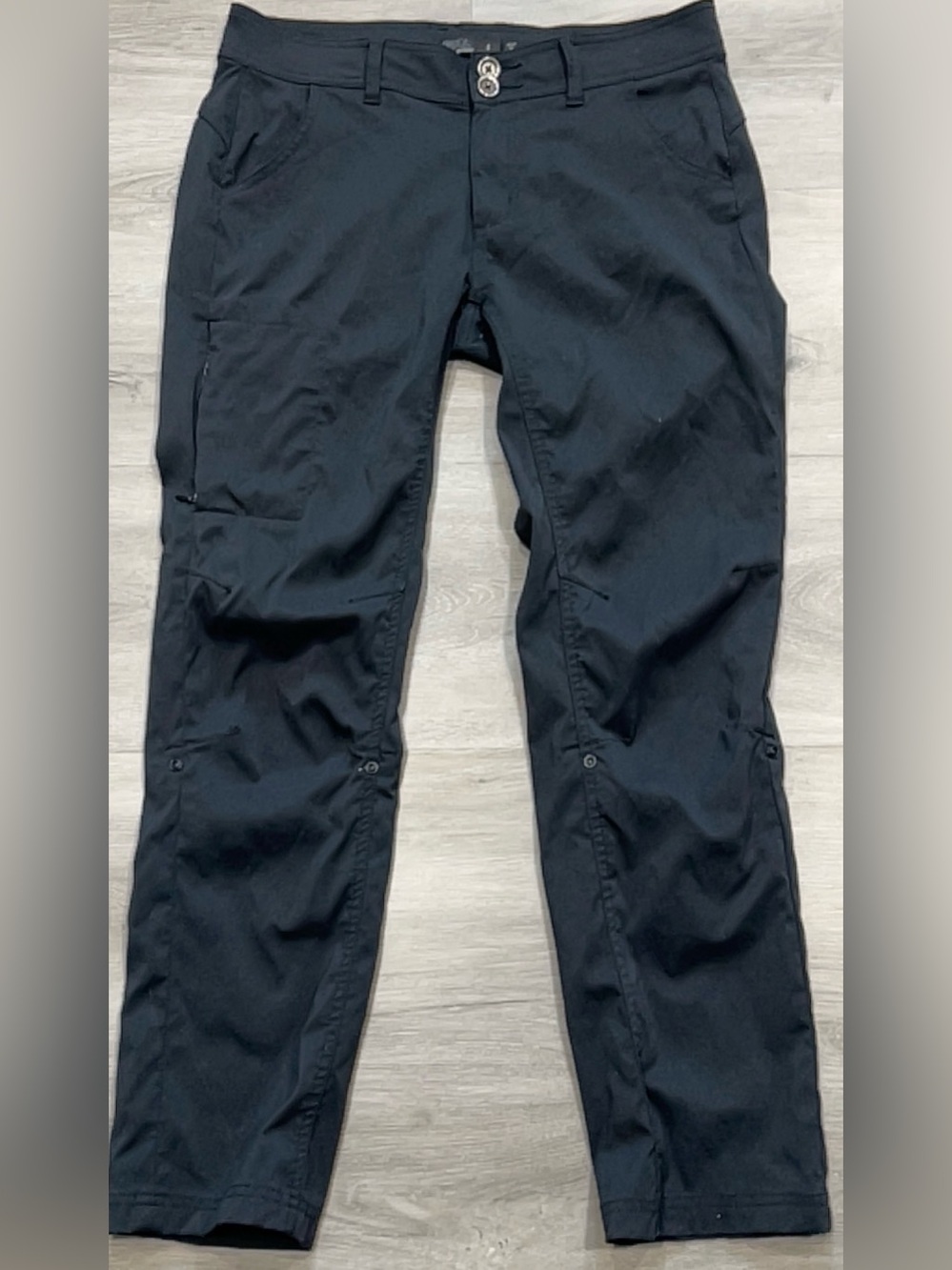 Prana Womens Black Hiking Pants Size 8 Stretch Nylon Outdoor Travel Cargo Casual